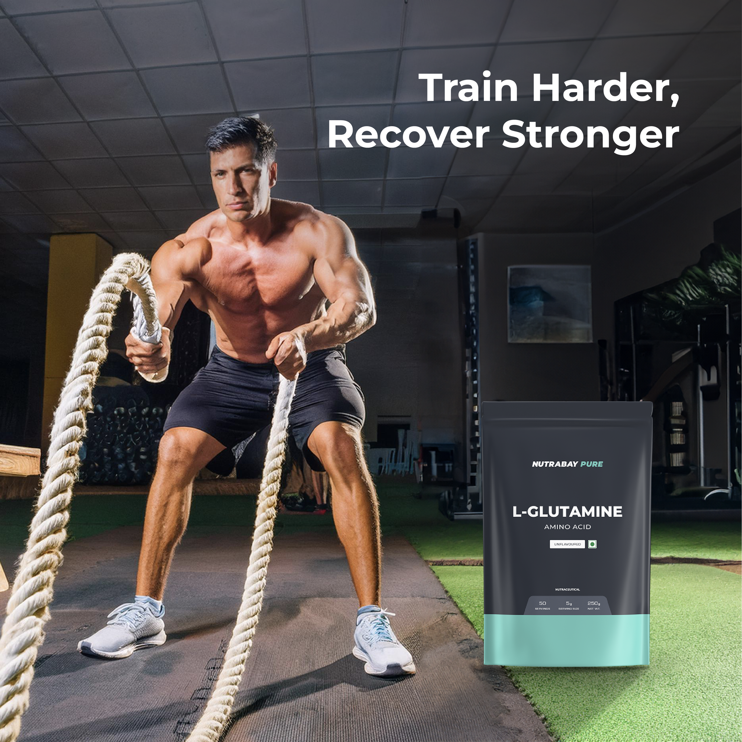Pure L-Glutamine supplement for faster post-workout recovery and muscle repair.